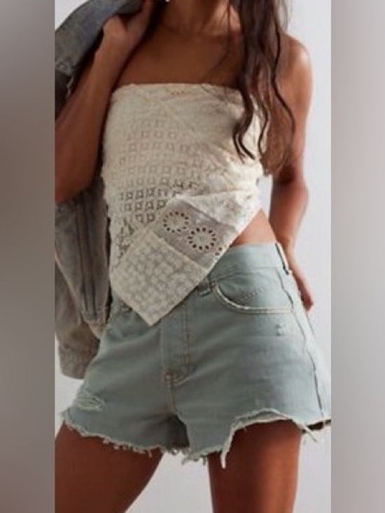 Free People Pants - Free Prople We The Free Now or Never Denim Shorts Sea Monster Size 27